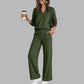 🍂Autumn Hot Sale 60% OFF 👗✨Women's Casual V-Neck Top & Wide-Leg Pants
