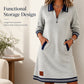 Women Long Sleeve Dress with Zipper and Pockets