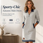 Women Long Sleeve Dress with Zipper and Pockets