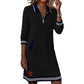 Women Long Sleeve Dress with Zipper and Pockets