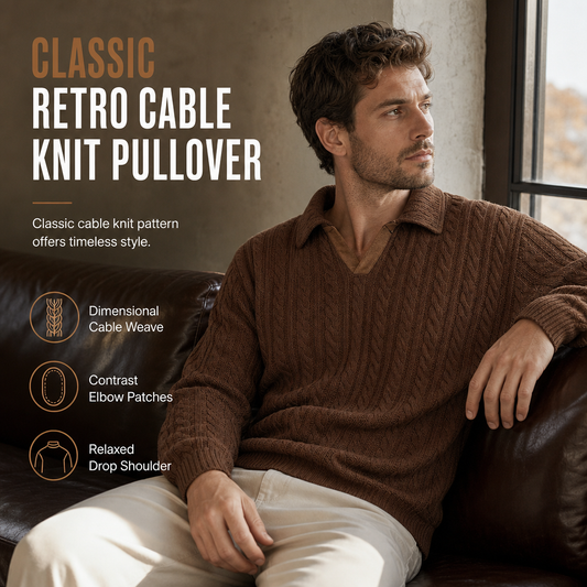 Men's Casual Solid Color Collared Pullover Sweatshirt