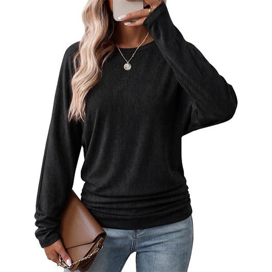 ⏳Limited-time 49% off⏰🔥Women's Loose Knit Jumper — Batwing Sleeves, Side Ruched 🧥
