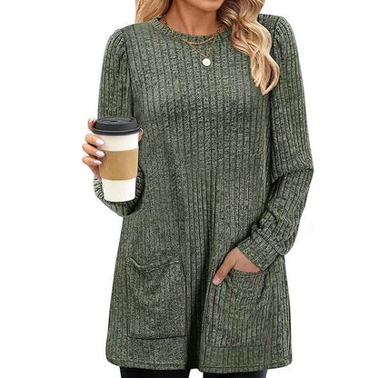 🍂Autumn Hot Sale 50% OFF🔥Women's Cozy Mid-Length Ribbed Knit Top