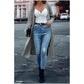 Solid Color Front-Opening Loose Fit Sweater with Pockets