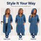🍂Autumn Hot Sale 50% OFF🔥Women Mid-Length Hooded Sweatshirt Jacket Casual Zip Up Cardigan Coat with Pockets