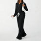 Women's Ribbed Henley Top & Wide-Leg Pants Set