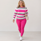 Women's Striped Long Sleeve Top & Pants Set