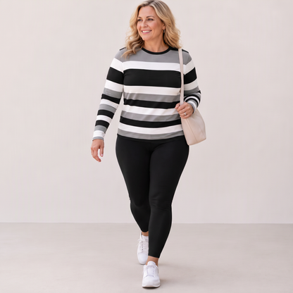 Women's Striped Long Sleeve Top & Pants Set