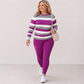 Women's Striped Long Sleeve Top & Pants Set