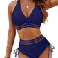 🔥Last Day Special Price £11.99!!💥-👙High Waisted Tummy Control Color Block Bikini Sets